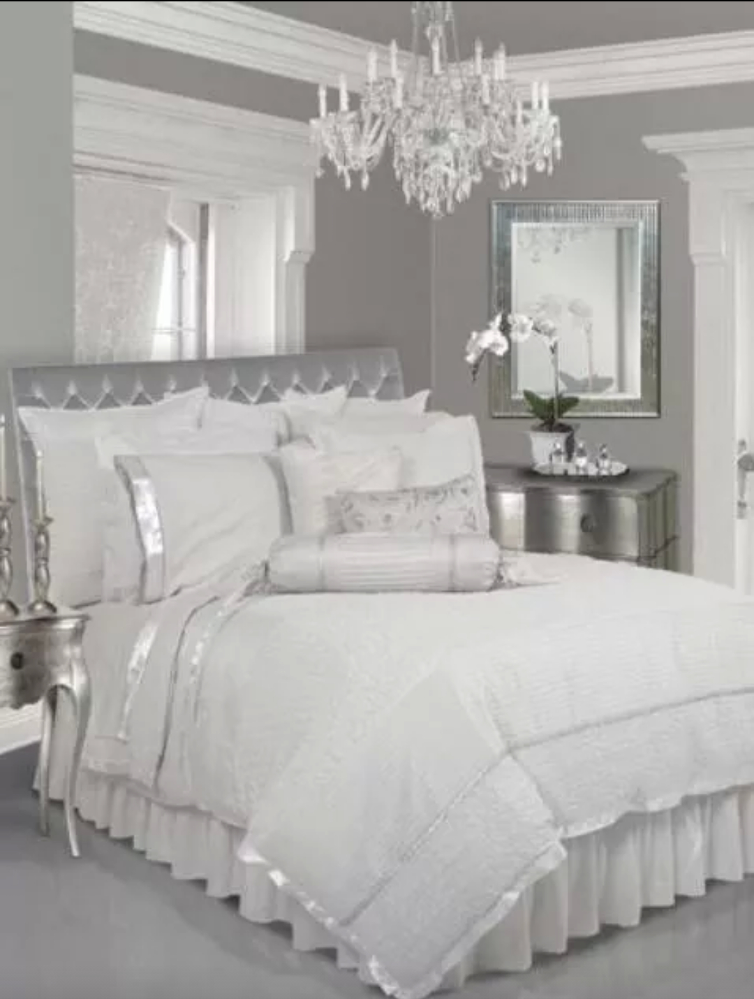 White and deals silver bedroom furniture