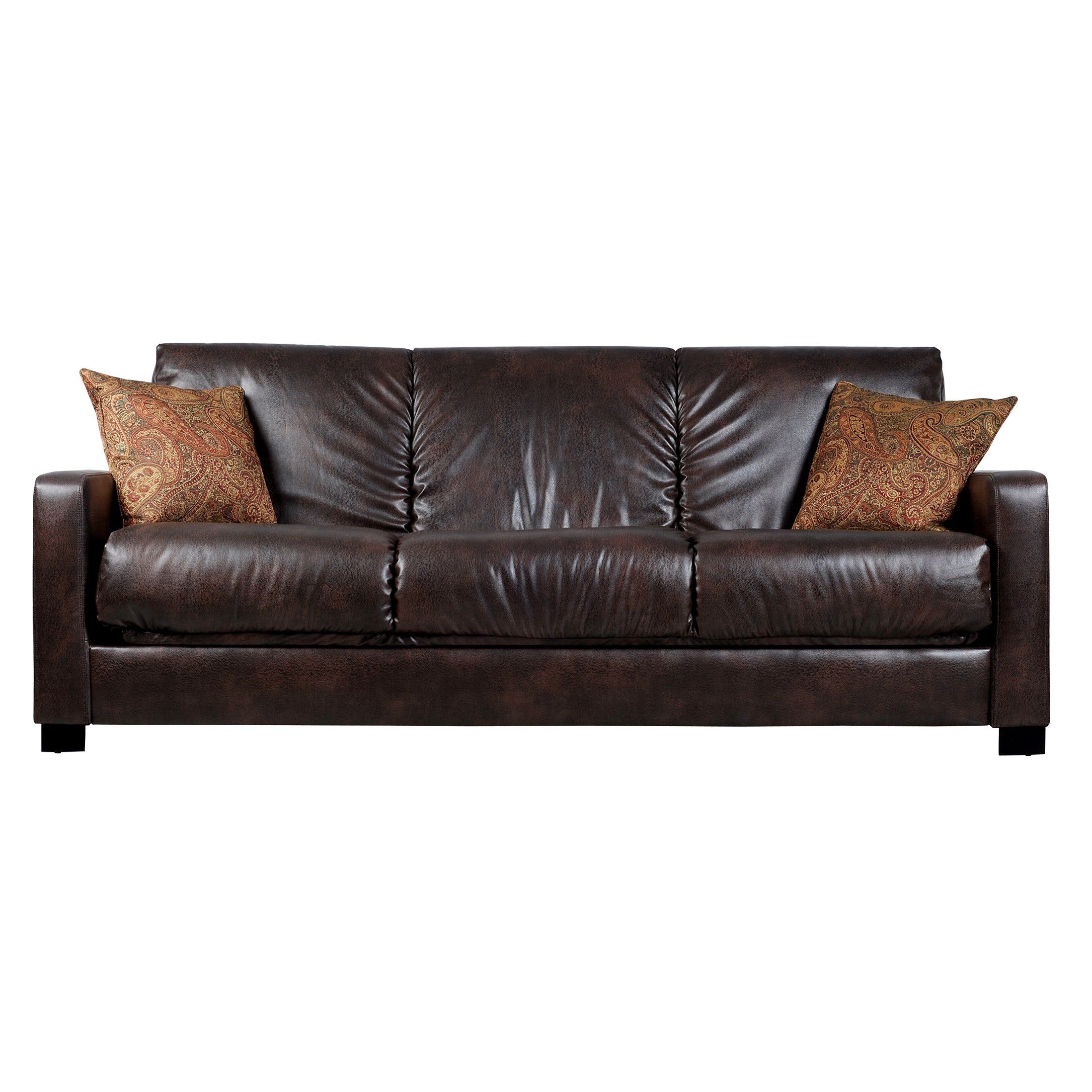 Trace convert a couch brown renu leather futon sofa sleeper
