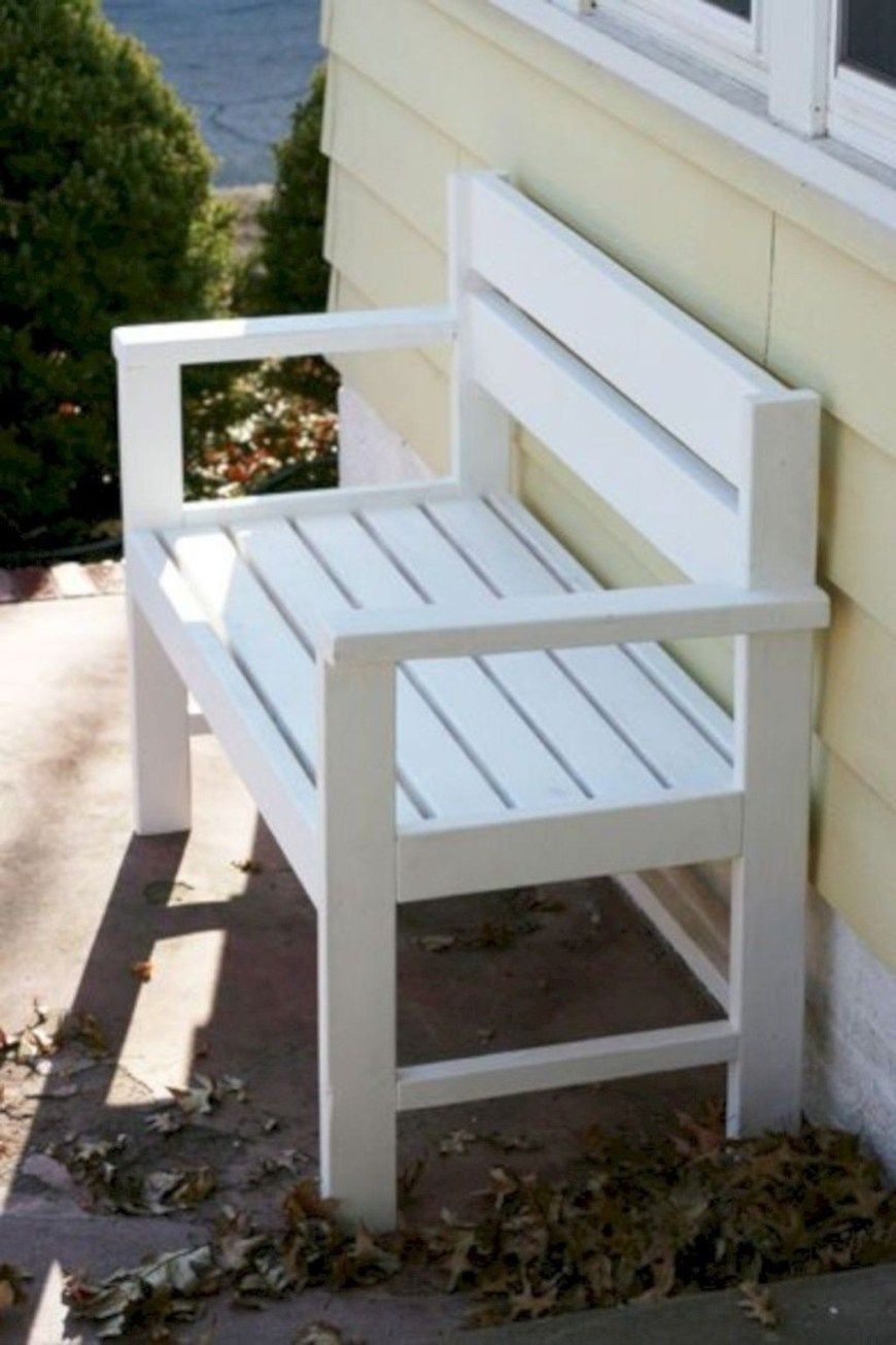White outdoor benches