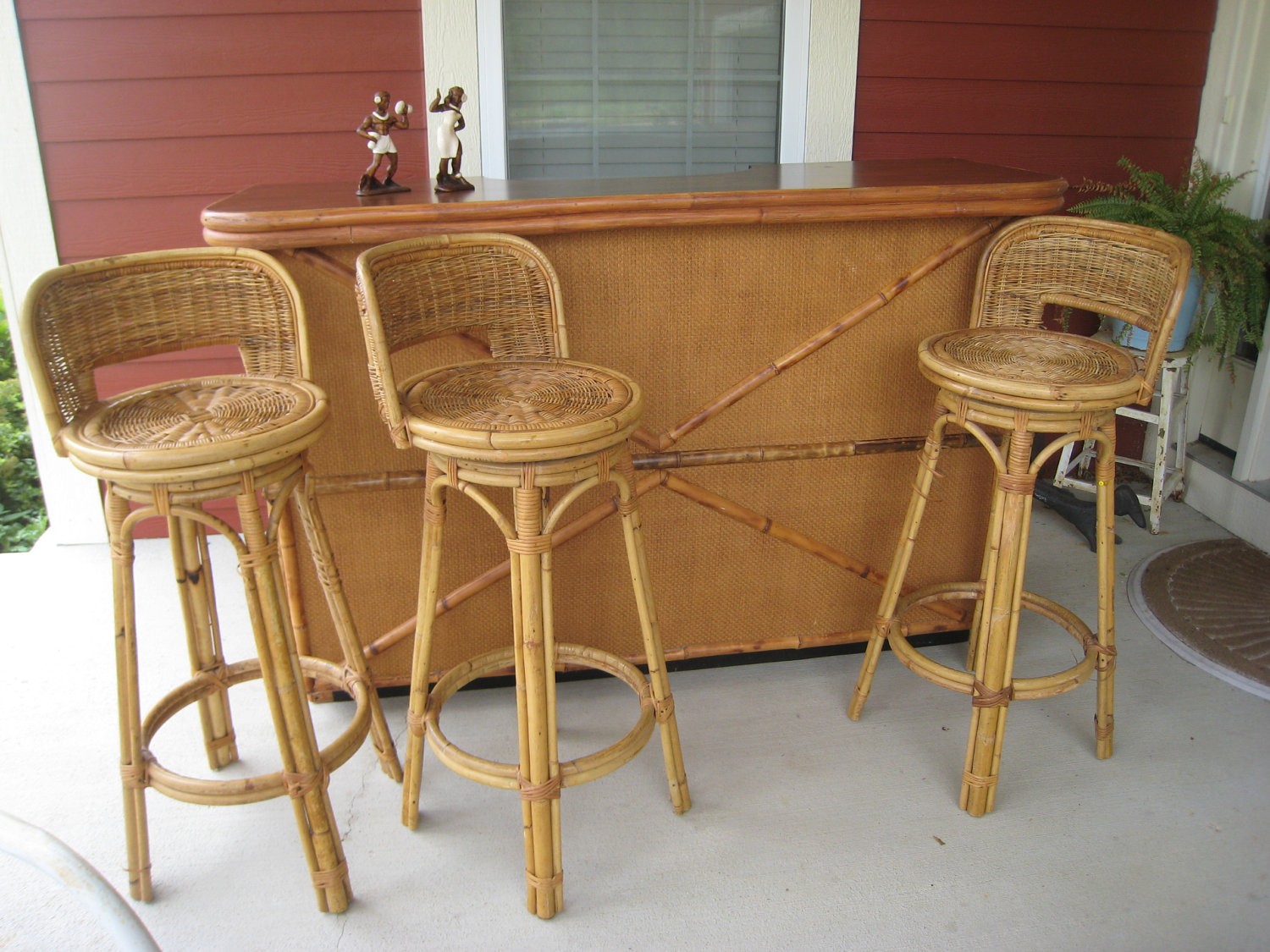1950s vintage tiki bar stools bamboo