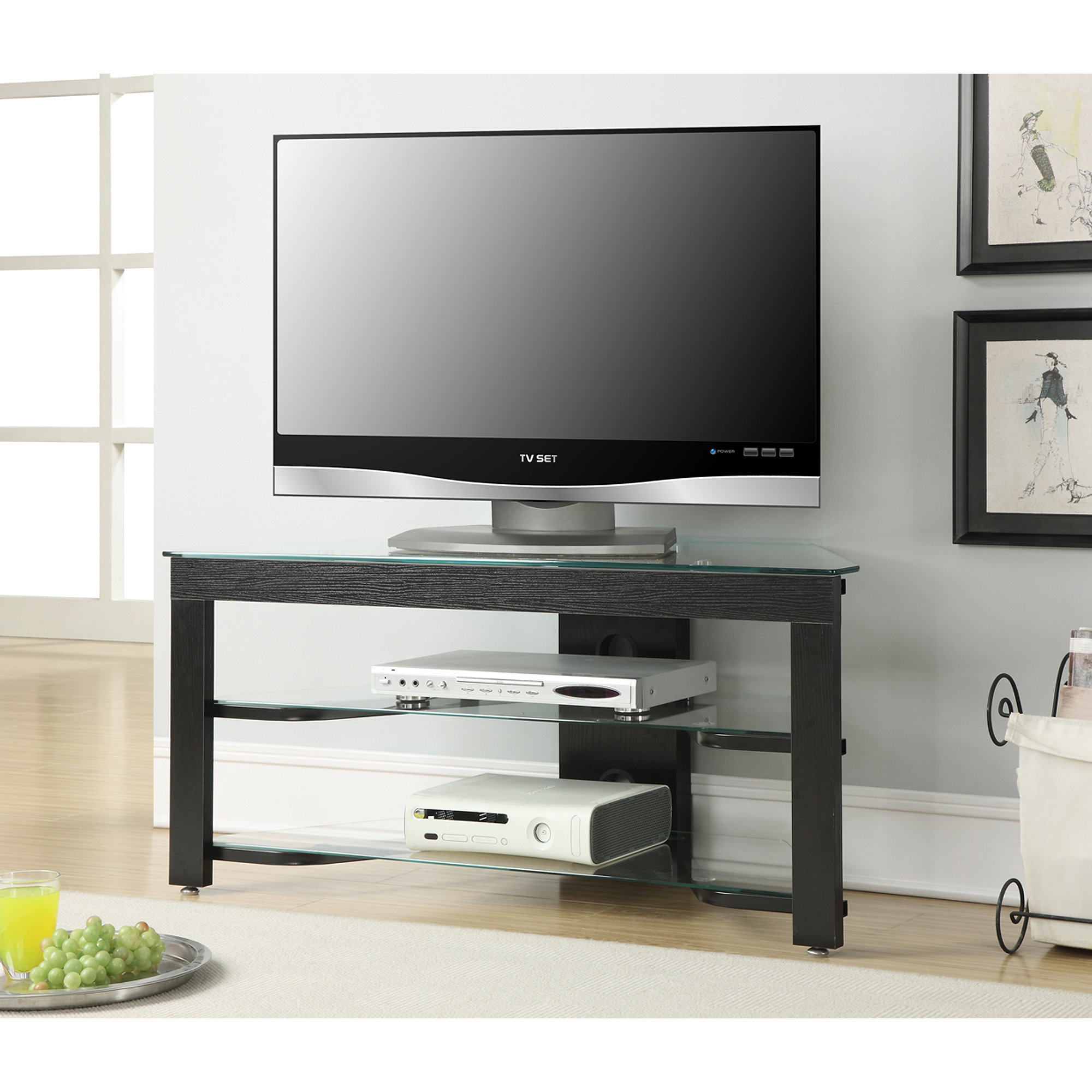 Designs2Go Classic Glass and Wood TV Stand