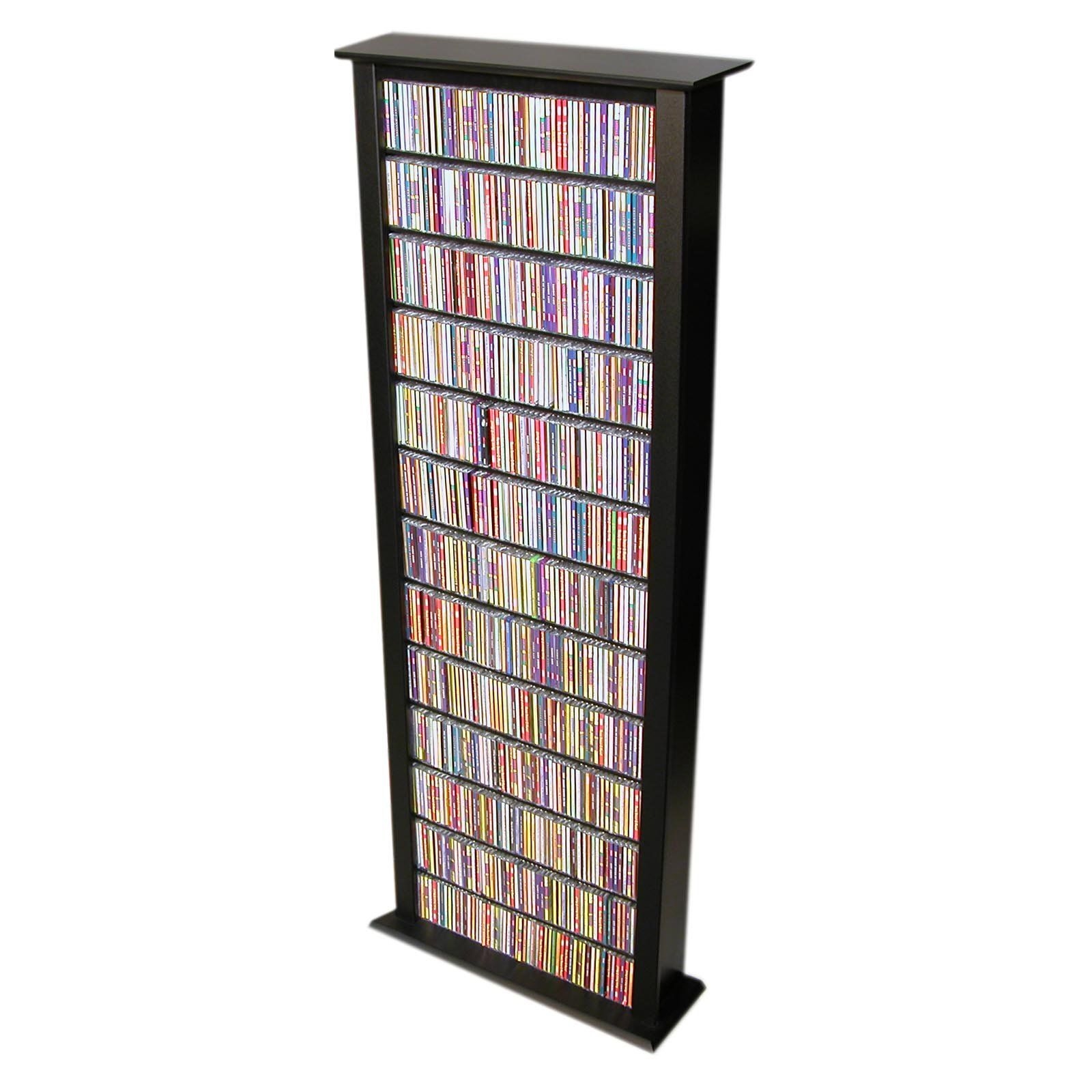 Media Storage Tower Tall Double-Black 