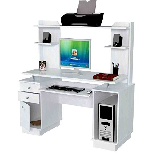 Home Office Furniture Inval Solid Wood Computer Desk in White