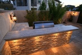 outdoor bar shaped counter build stone tile pit fire natasha kell