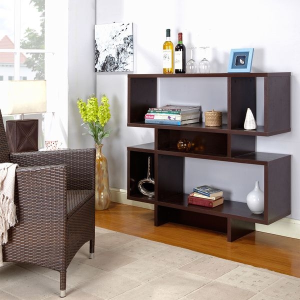 King's Brand Espresso Finish Wood Cube Bookcase Display Cabinet