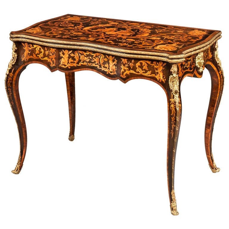 Marquetry antique games table