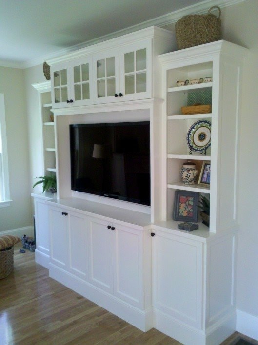 Media cabinets with glass doors