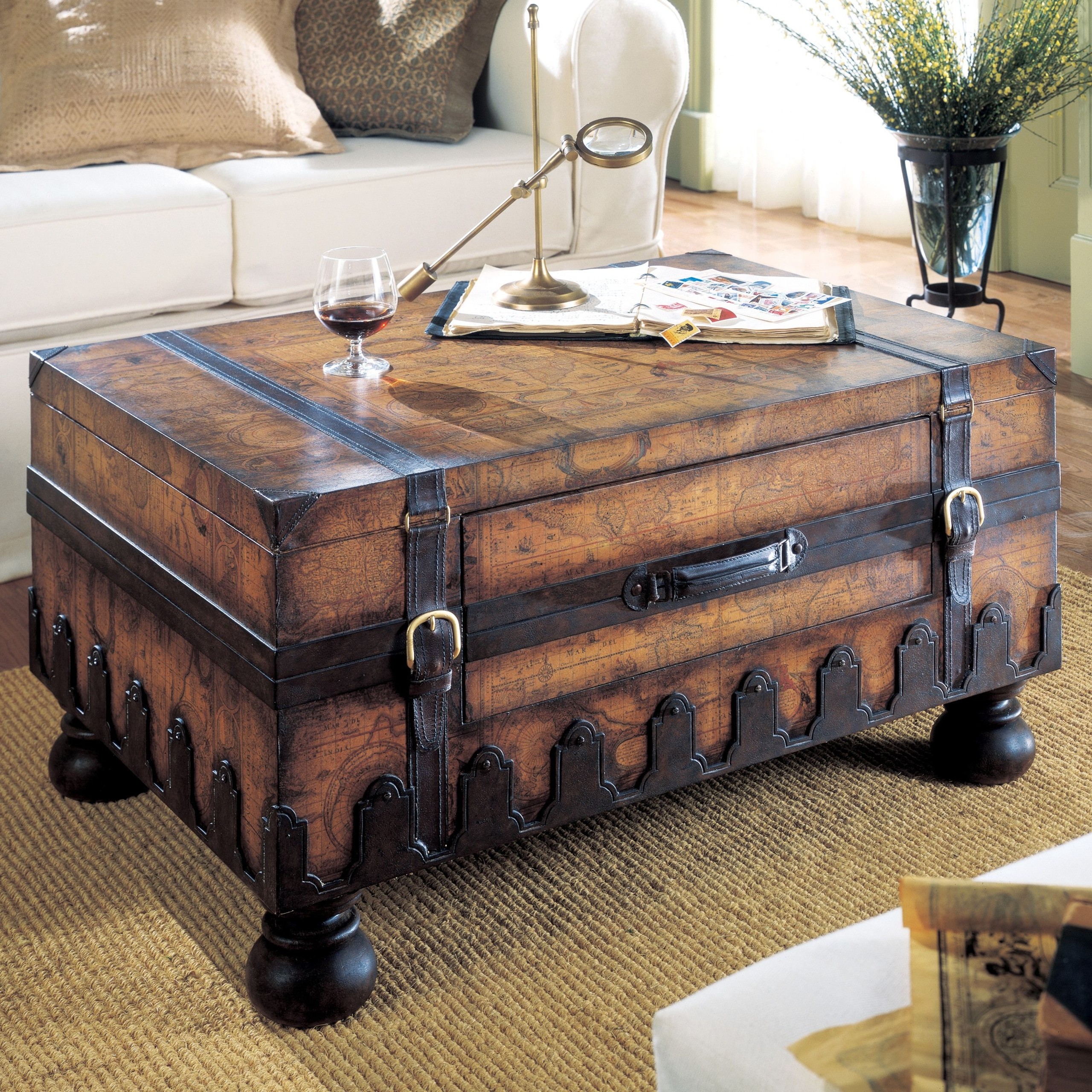 Beaufort Steamer Storage Trunk Rustic Coffee Table Chest