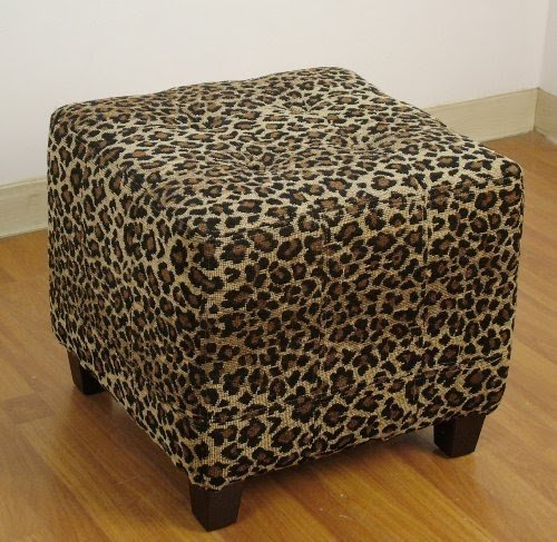 4D Concepts Leopard Ottoman, Leopard Print Cloth