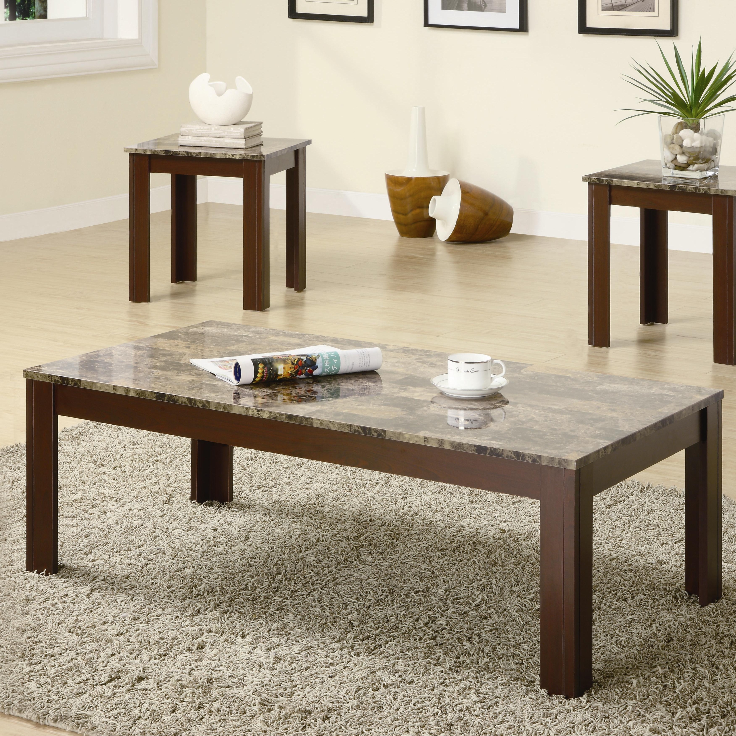 Coaster Fine Furniture 700395 3-Piece Coffee Table and End Table Set