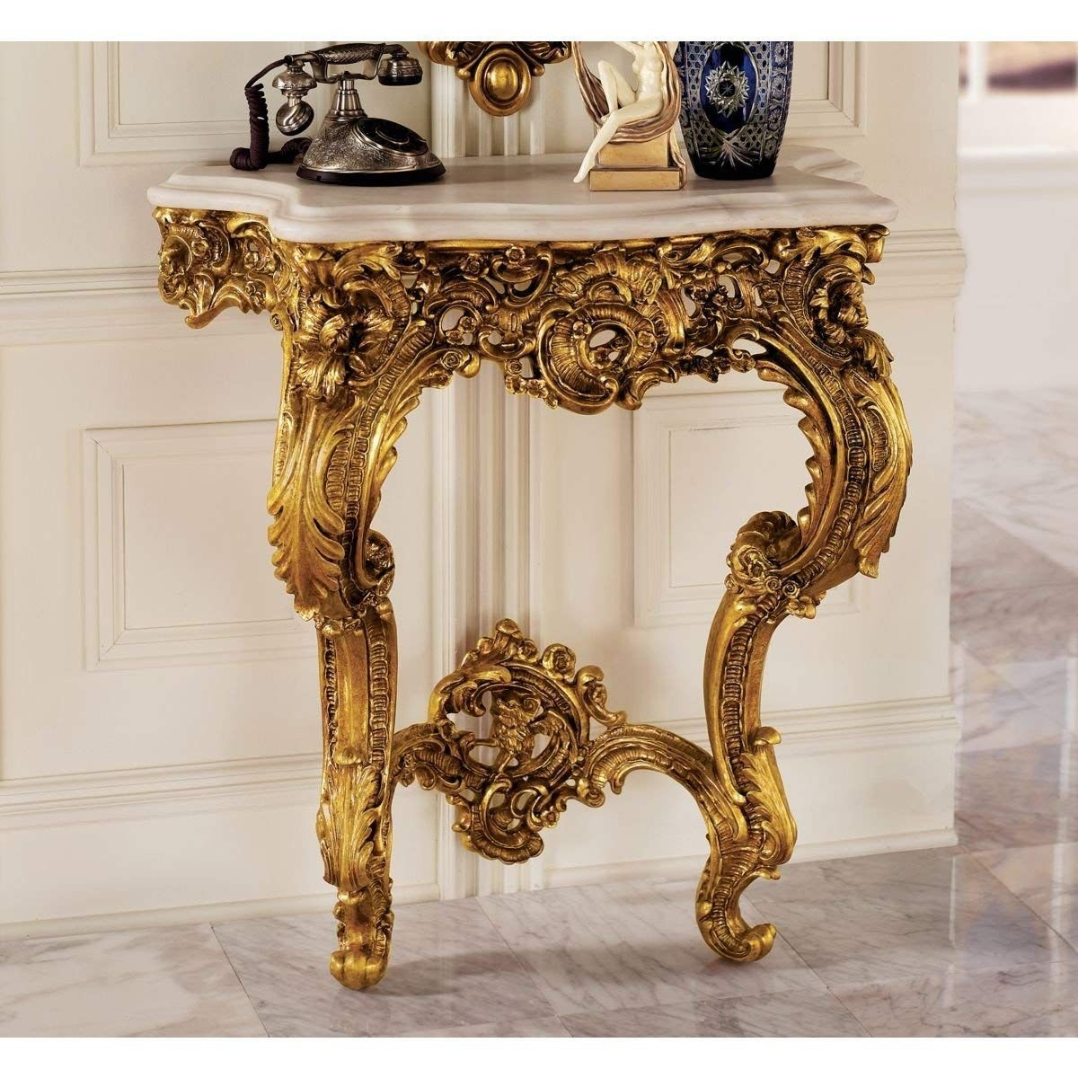 Design Toscano KY619 Madame Antoinette Wall Console Table in Faux Antique Gold