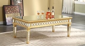 Boyel Living 32 In Clear Gold Medium Round Glass Coffee Table With Storage Shelf Ct 1353r The Home Depot