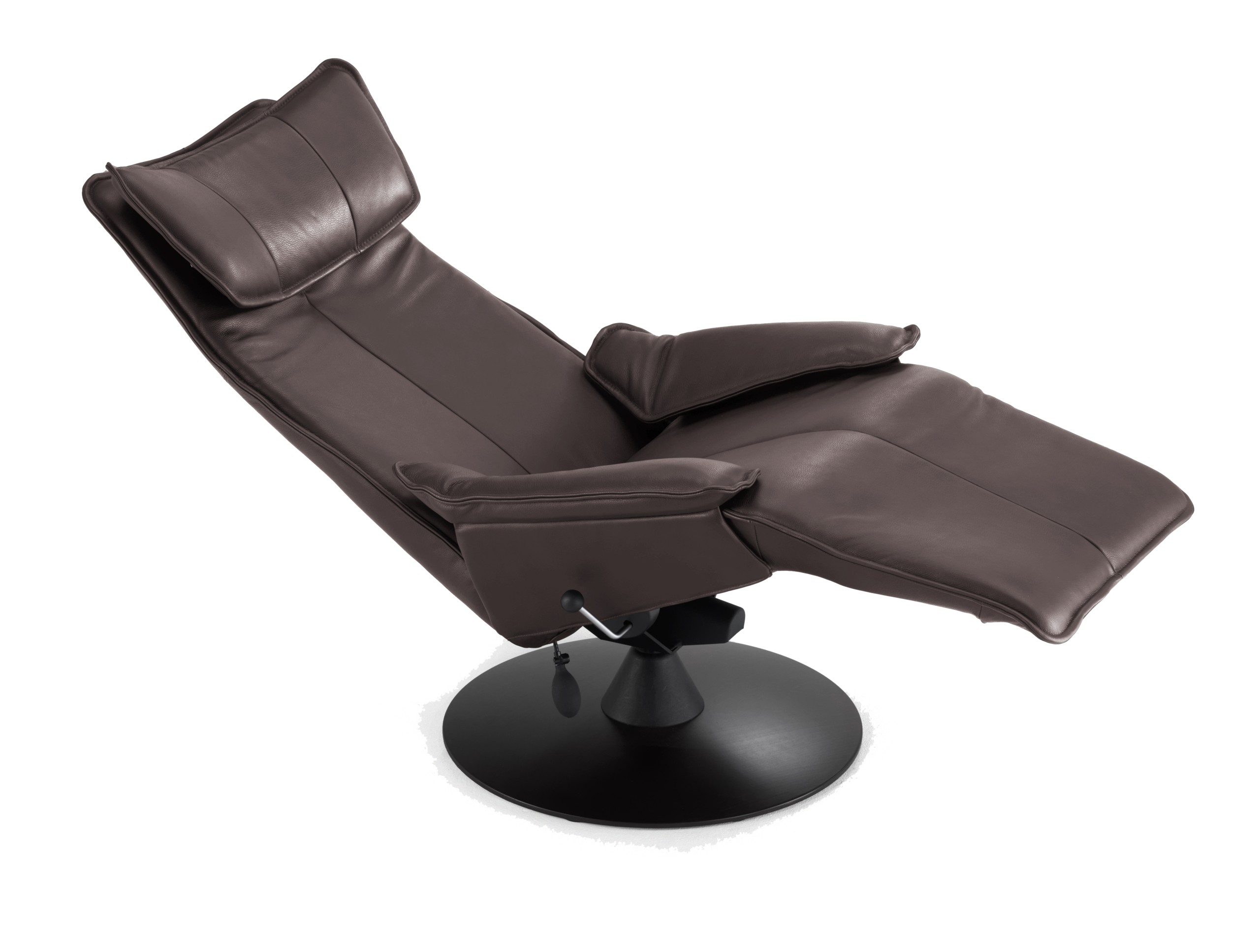 Fjords Contura 2010 Zero Gravity Recliner Chair in Premium Astro Line Black Leather Manual Black Base by Hjellegjerde - Standard Ground Curbside Delivery