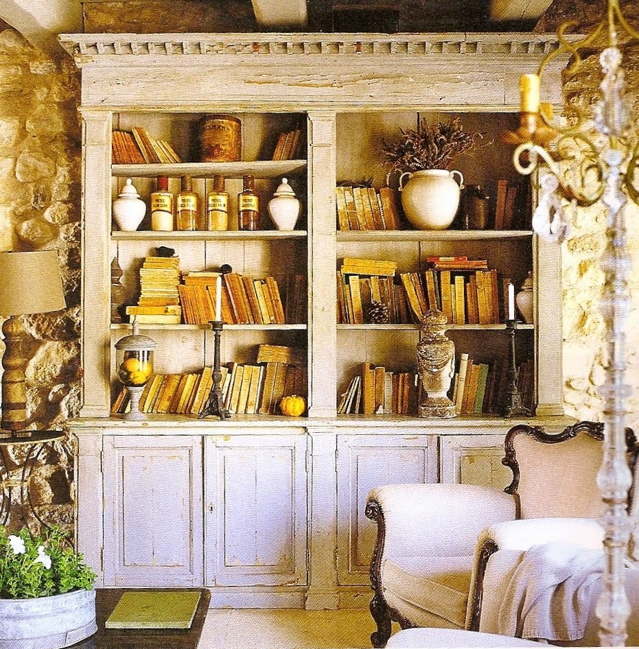French country bookshelves