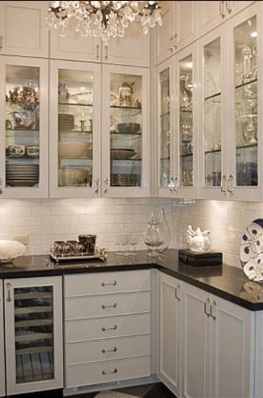 Glass fronted cupboards