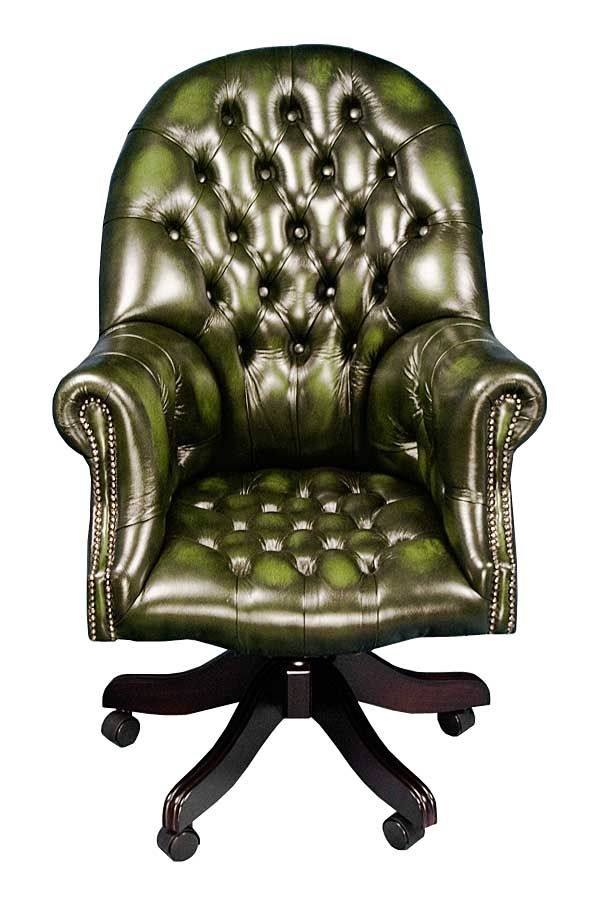 Green leather desk chair