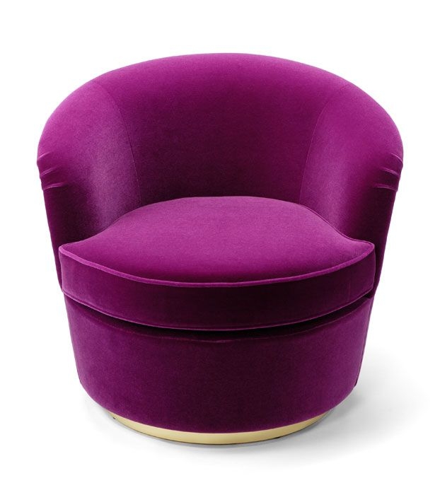 purple swivel armchair