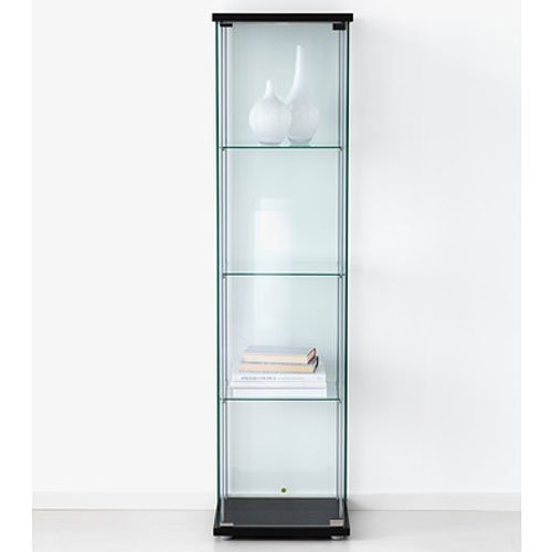 Ikea Detolf Glass Curio Display Cabinet Black, Lockable, Light and Lock Included