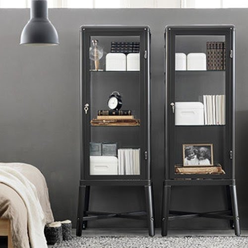 Ikea Fabrikor Glass Door Cabinet , Dark Gray, Lockable , Industrial Design