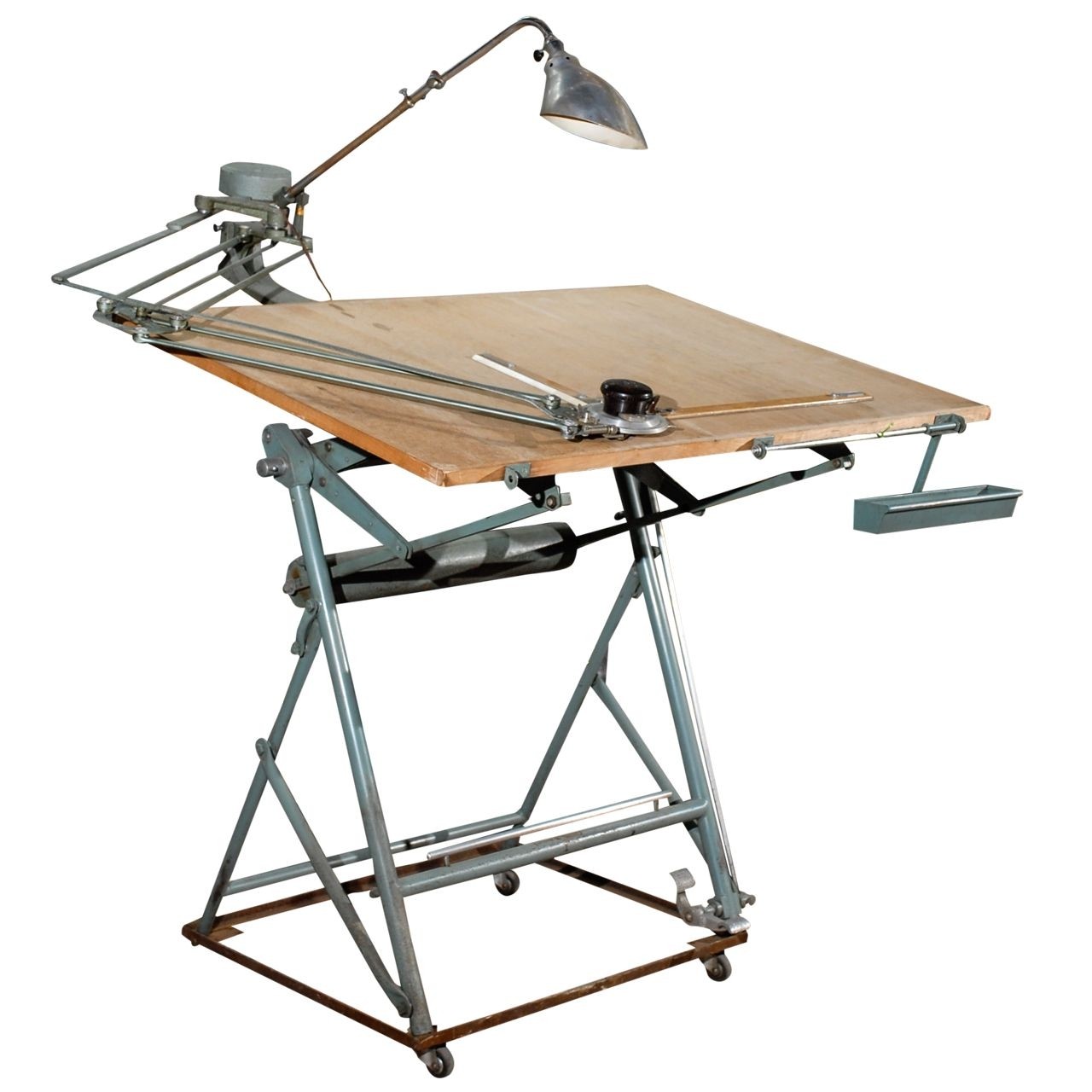 Isis drafting table with original components from a unique collection