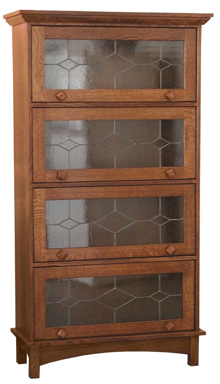 Oak bookcases with glass doors 1