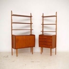Pair of retro danish teak bookcases vintage 1960s