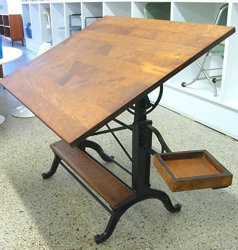 Rare Frederick Post Adjustable Drafting Table Vtg Antique Industrial Machine Age