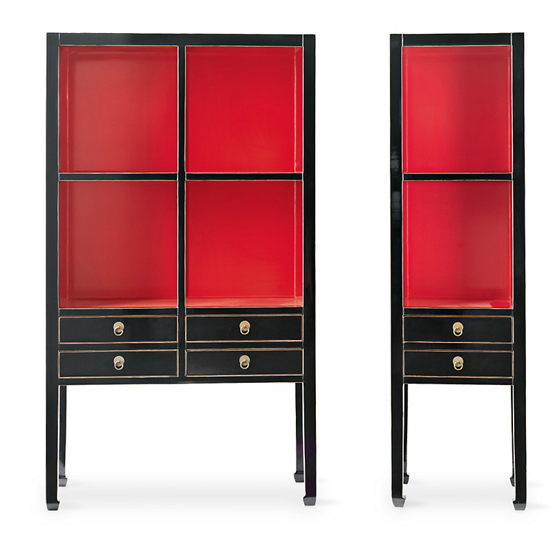 Red Crawford Cabinets Asian Bookcases Cabinets And Computer Armoires