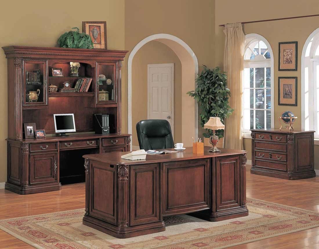 Traditional executive office decor executive desk cherry solid wood office