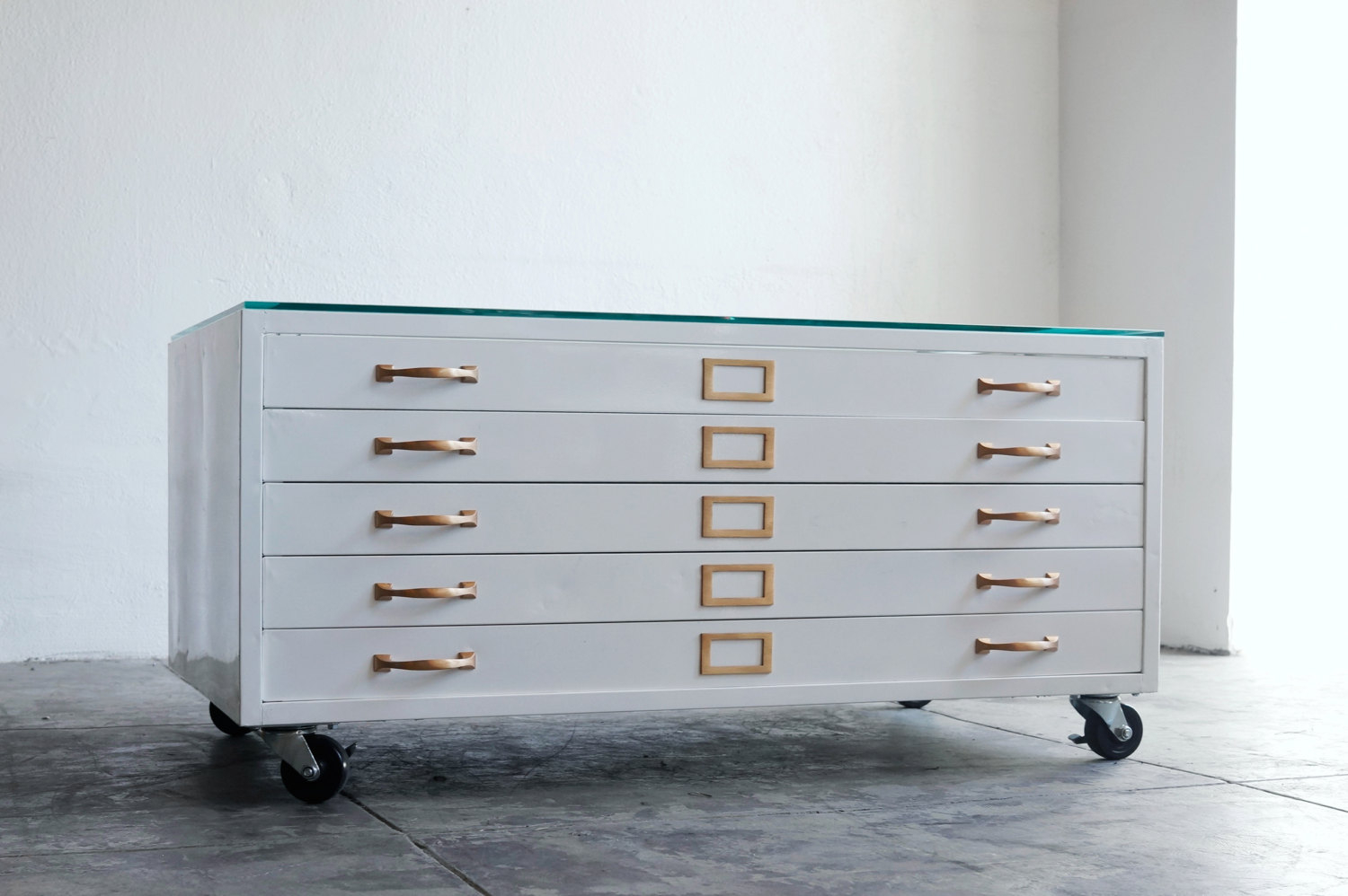 We refinished this vintage architects flat file cabinet for use
