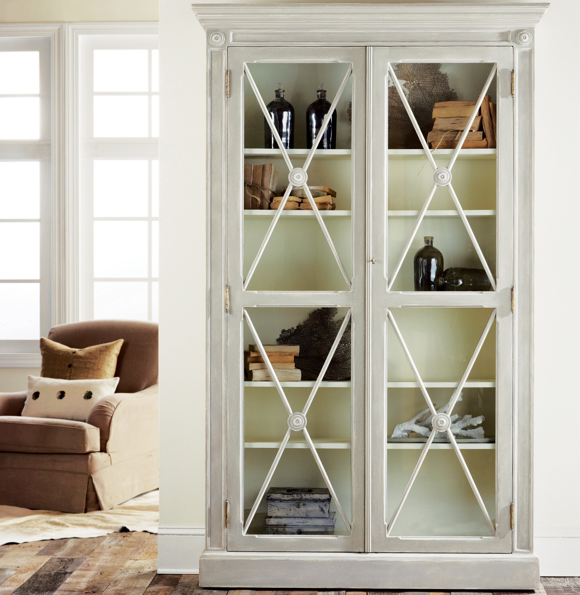 White bookshelf with doors 2
