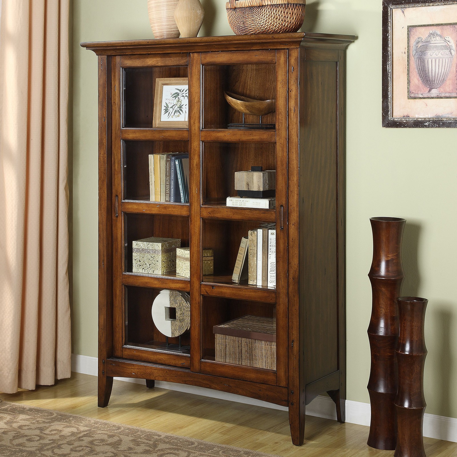 Short Bookcase With Glass Doors