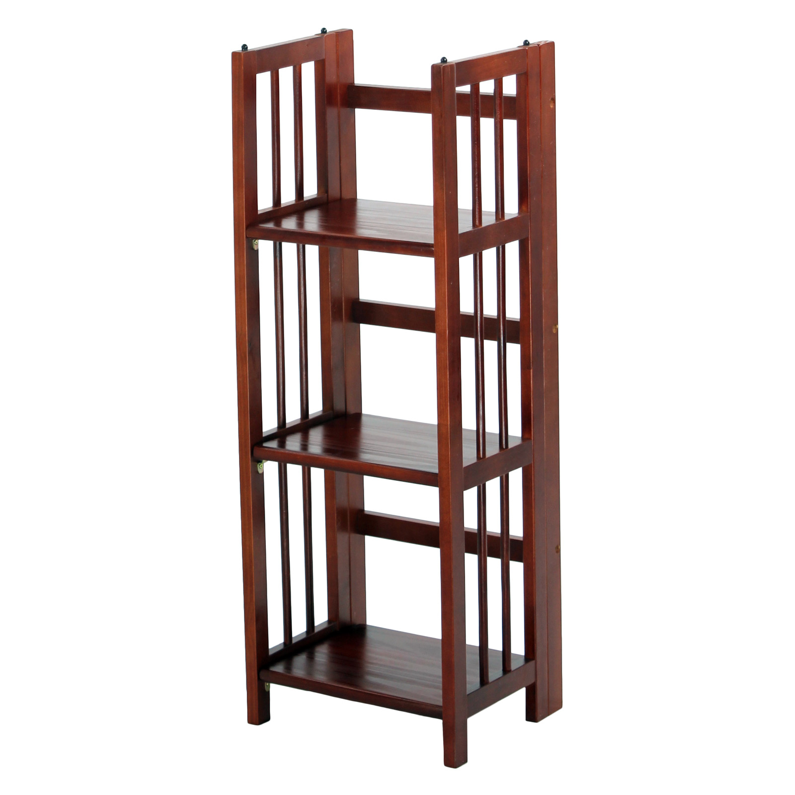 Yu Shan Co USA Ltd 3-Shelf Folding Stackable Bookcase, Walnut, Solid Wood