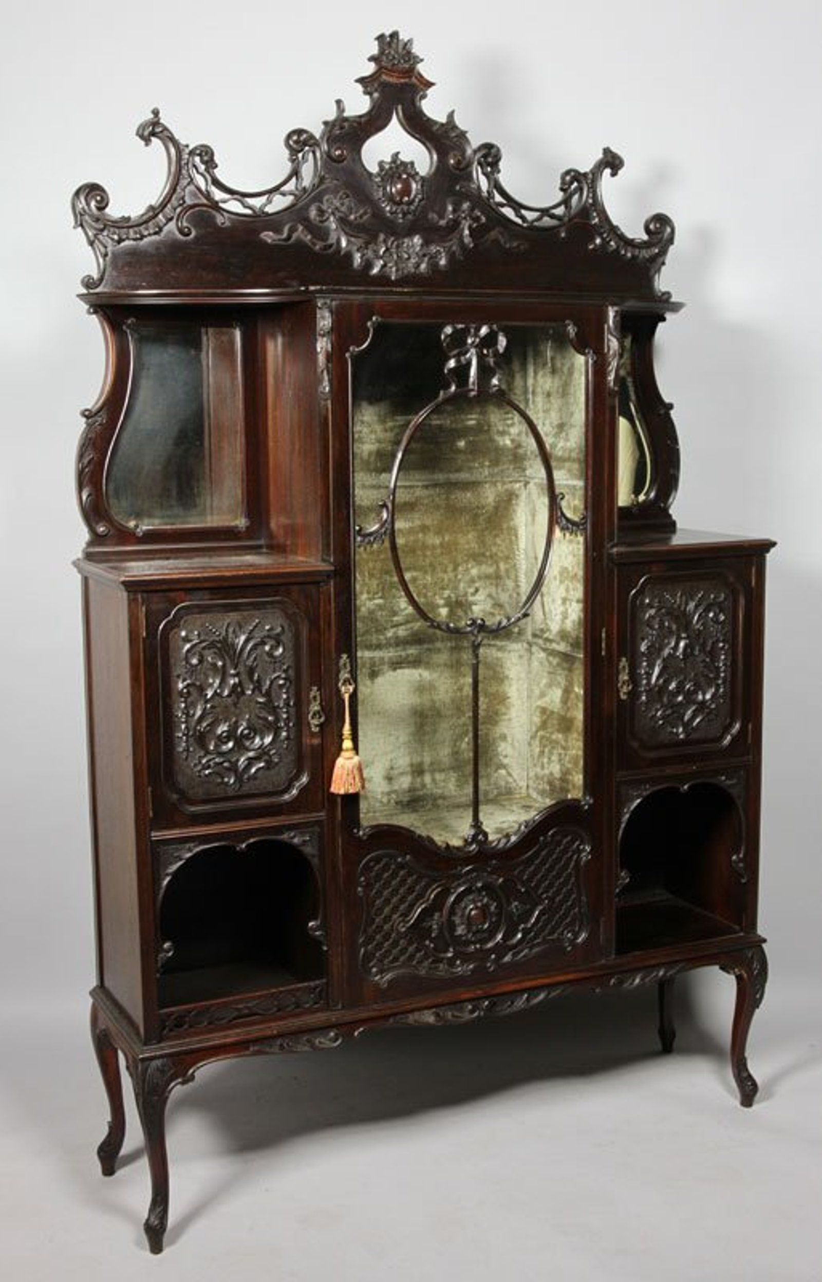 Antique mahogany display cabinets