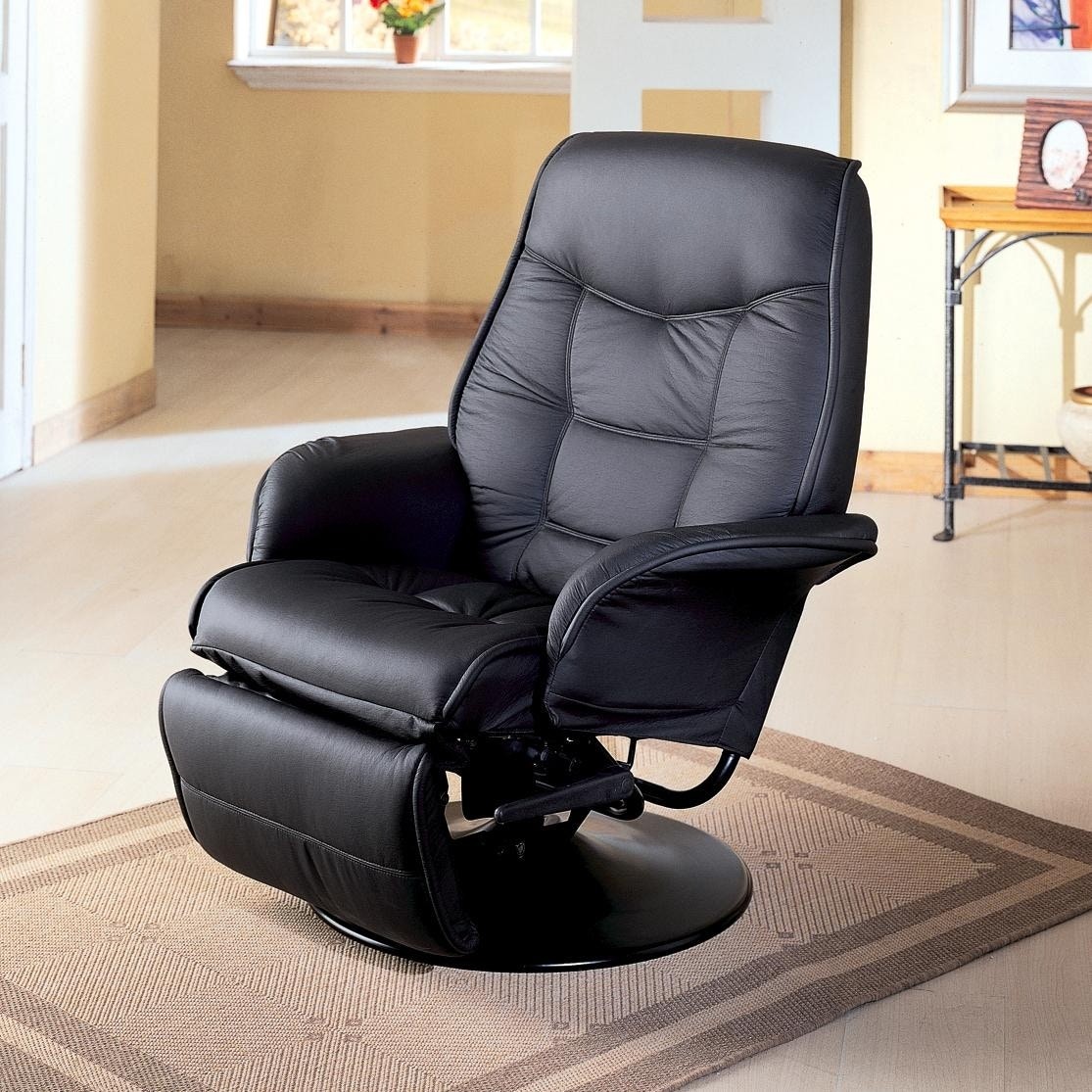Black leather swivel recliner