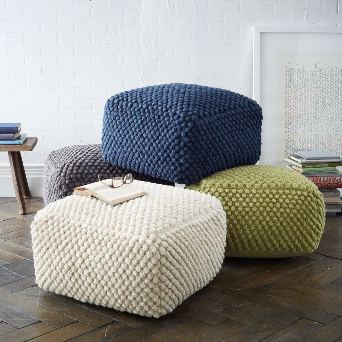 knitted rope pouf