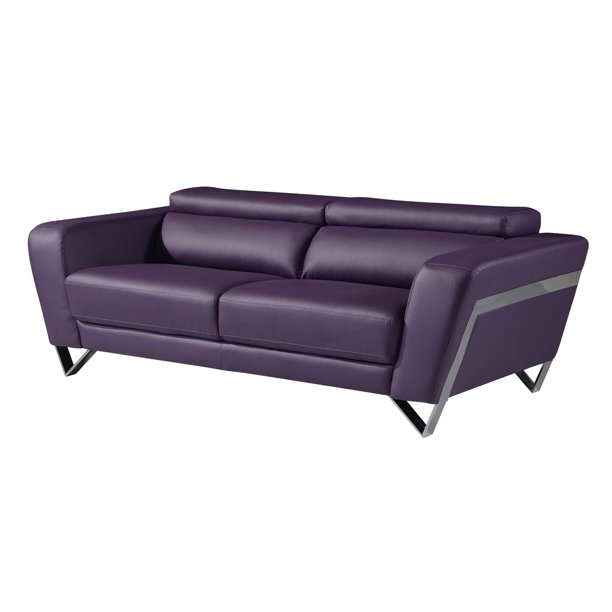 Global Furniture U7120-R6U6-P-S Natalie Sofa with Headrest with Function, Purple