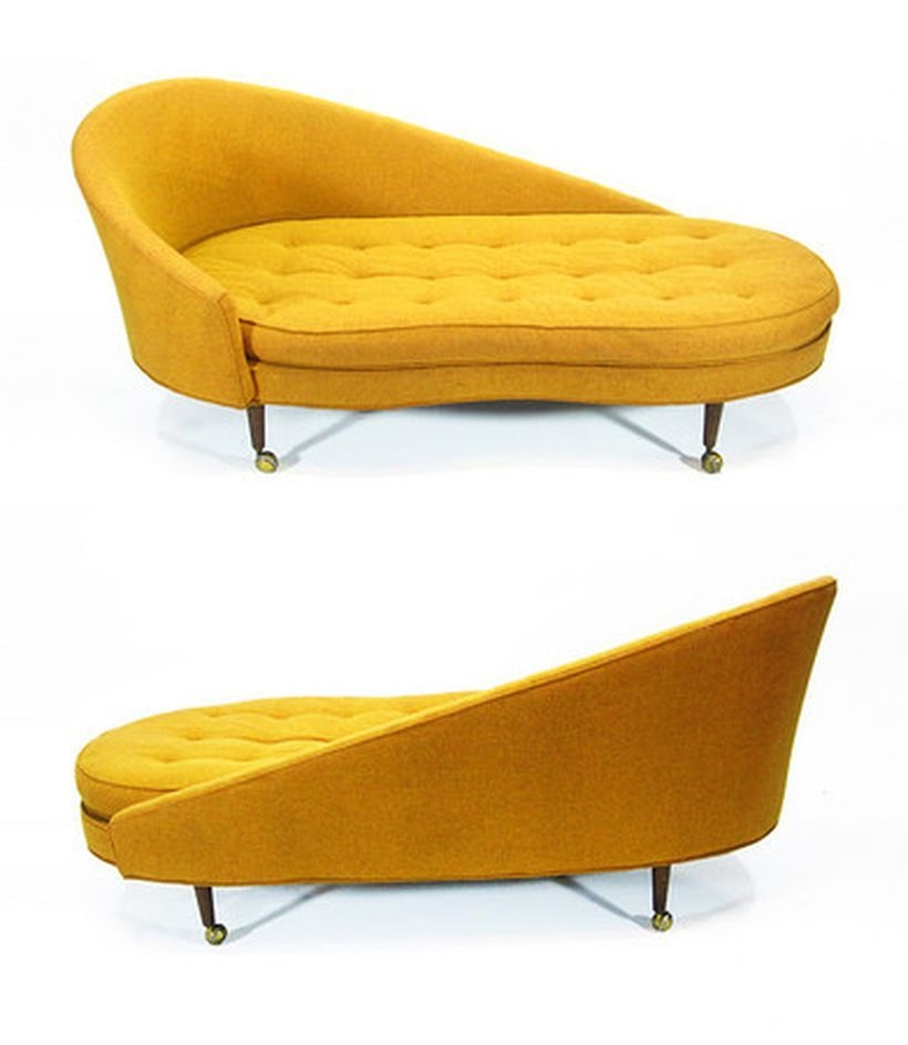 Gold chaise lounge chair