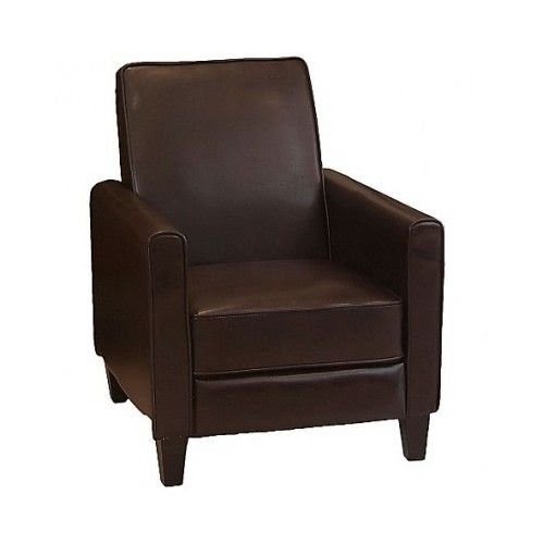Leather Recliner Chair Club Foot Back Extension Brown Modern Small Spaces