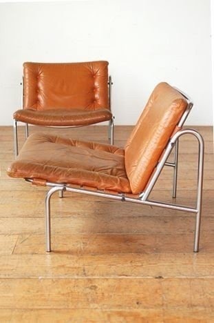 Metal and leather chairs