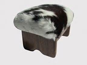 Padded Foot Stool Cowhide Black & White 9" Tall Maple Stain (Made in the USA)