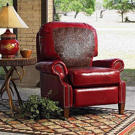 Small red leather deals recliner