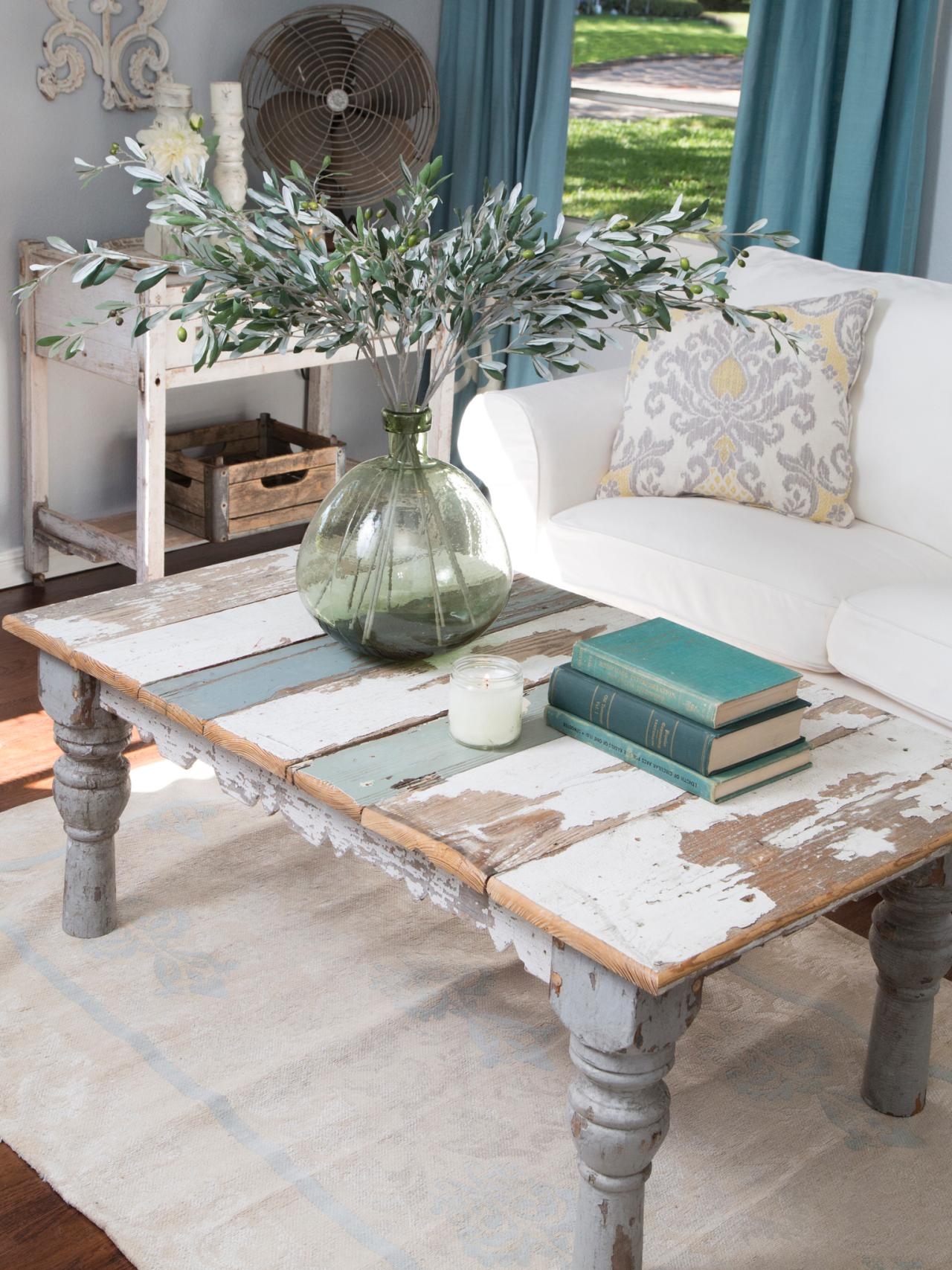 White shabby chic store coffee table