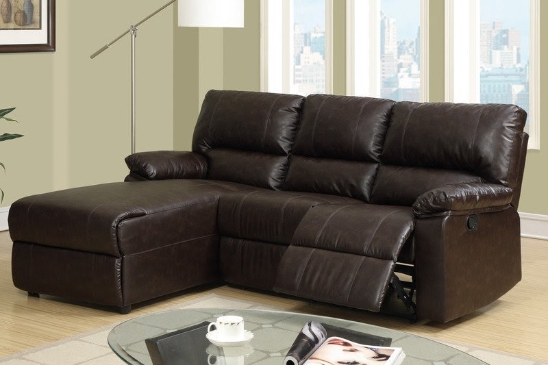 Small coffee leather reclining sectional sofa set recliner left chaise