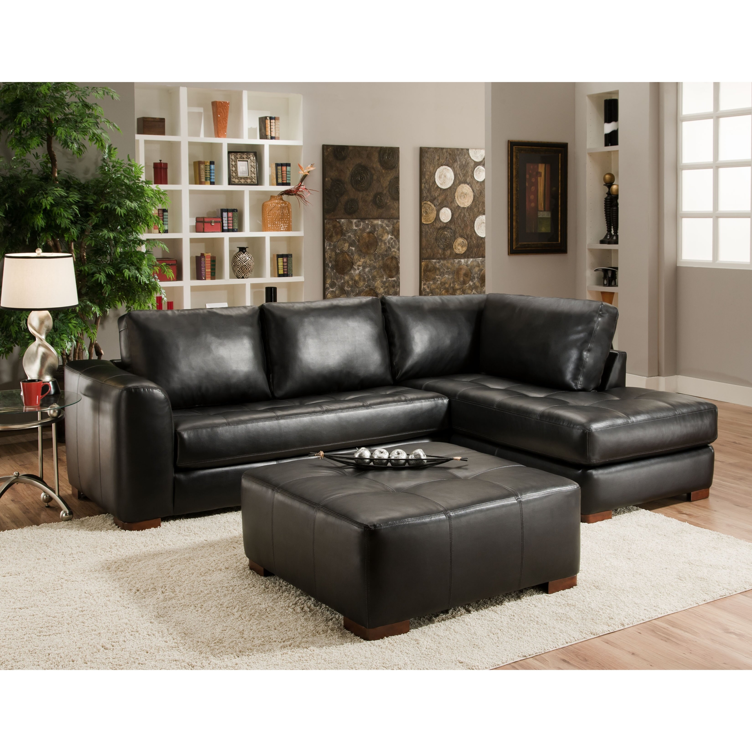 Small leather sofa with chaise