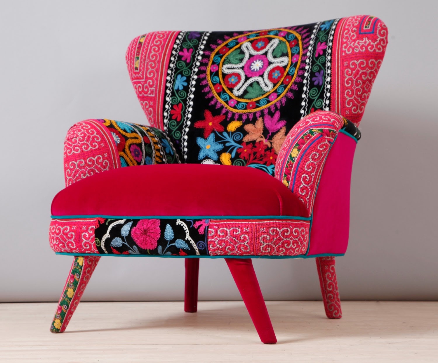 Suzani armchair red fever