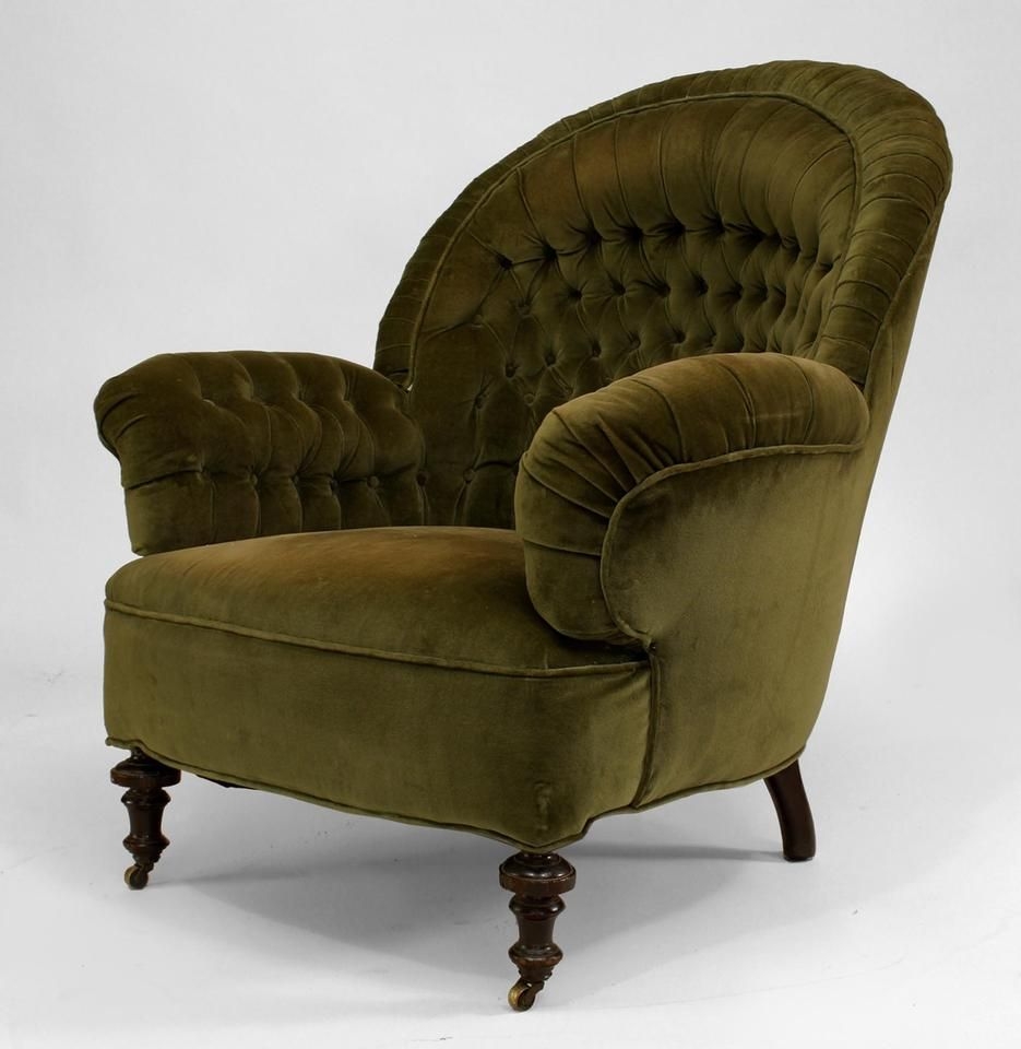 Green velvet on sale antique chair