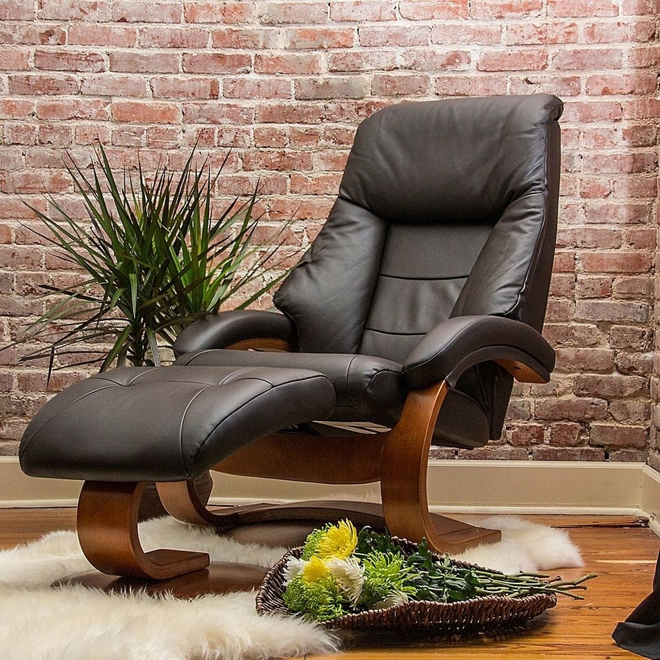 Very interesting euro style leather recliner and ottoman found on