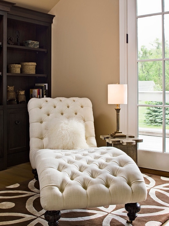 White leather chaise lounge indoor