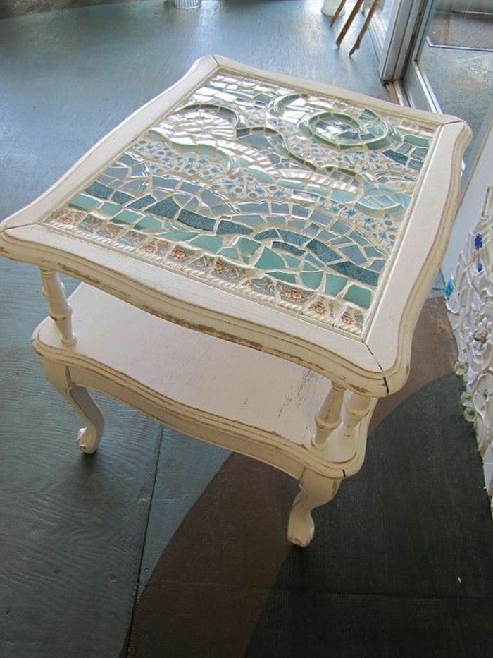 Beach waves mosaic end table